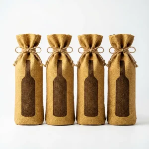 Jute Wine Bottle Gift Bags — 4-Pack
